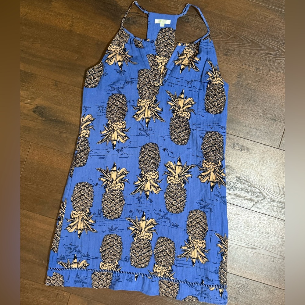Jade Blue and Black Pineapple Halter Top